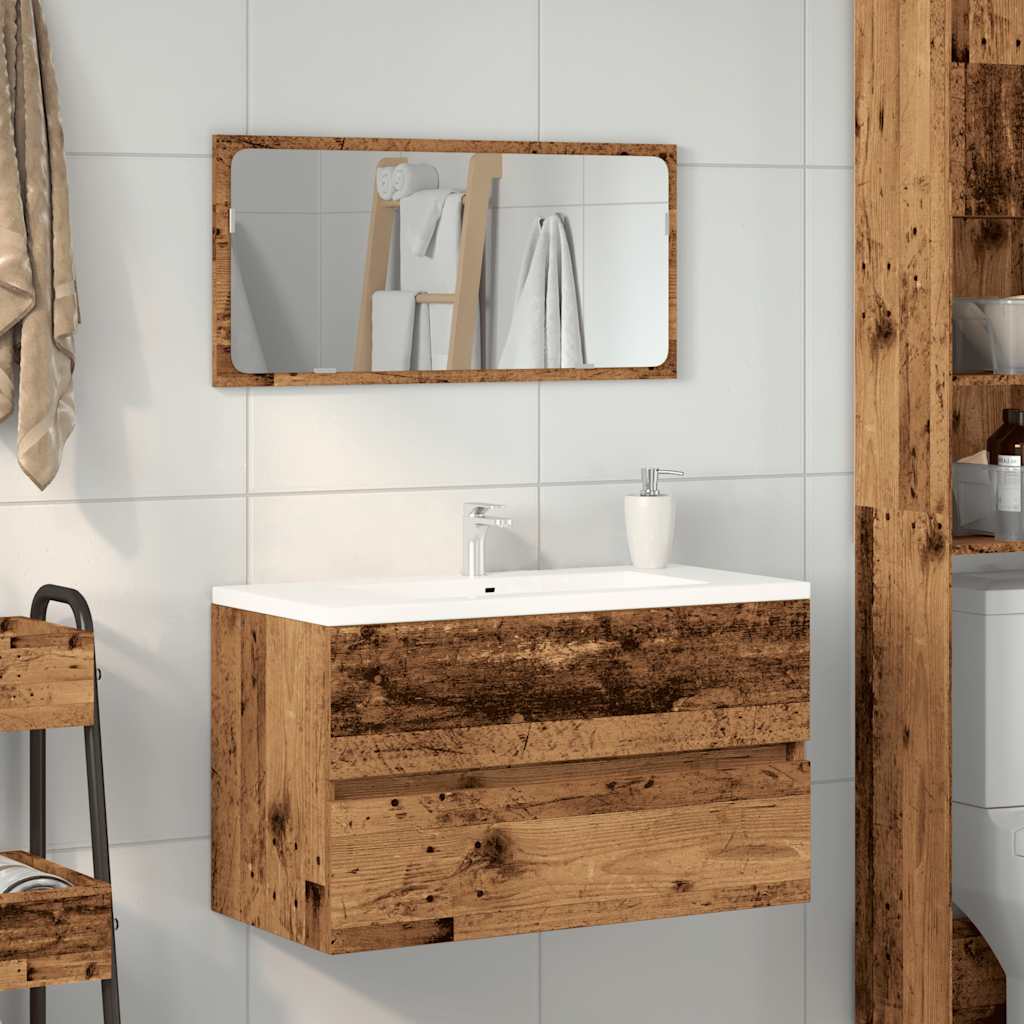 Mobile da Bagno con Specchio in Legno Antico Legno Multistrato | homemem39
