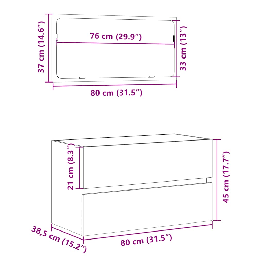 Mobile da Bagno con Specchio in Legno Antico Legno Multistrato | homemem39