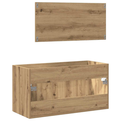 Mobile da Bagno con Specchio Rovere Artigianale Truciolato