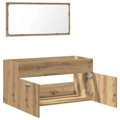 Mobile da Bagno con Specchio Rovere Artigianale Truciolato