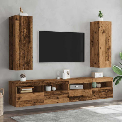Mobili TV 2 pz Legno Antico 30,5x30x90 cm in Legno Multistrato | homemem39