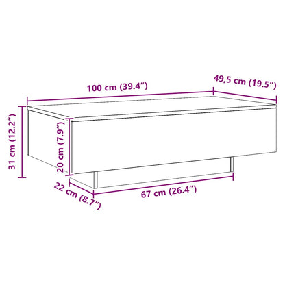 Tavolino Salotto Rovere Artigianale 100x49,5x31cm Multistrato | homemem39