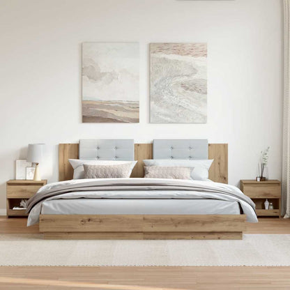 Comodini 2pz Rovere Artigianale 40x30x39cm in Legno Multistrato