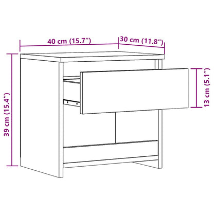 Comodini 2pz Rovere Artigianale 40x30x39cm in Legno Multistrato