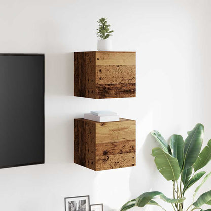 Mobili Porta TV a Parete 2pz Legno Antico 30,5x30x30 cm - homemem39