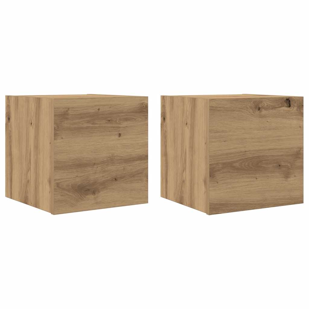 Armadietti TV Montati a Parete 2pz Artigianale 30,5x30x30 cm | homemem39
