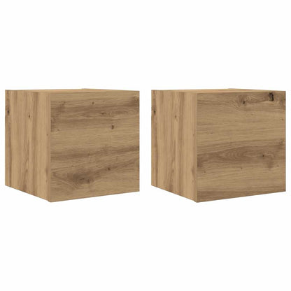 Armadietti TV Montati a Parete 2pz Artigianale 30,5x30x30 cm