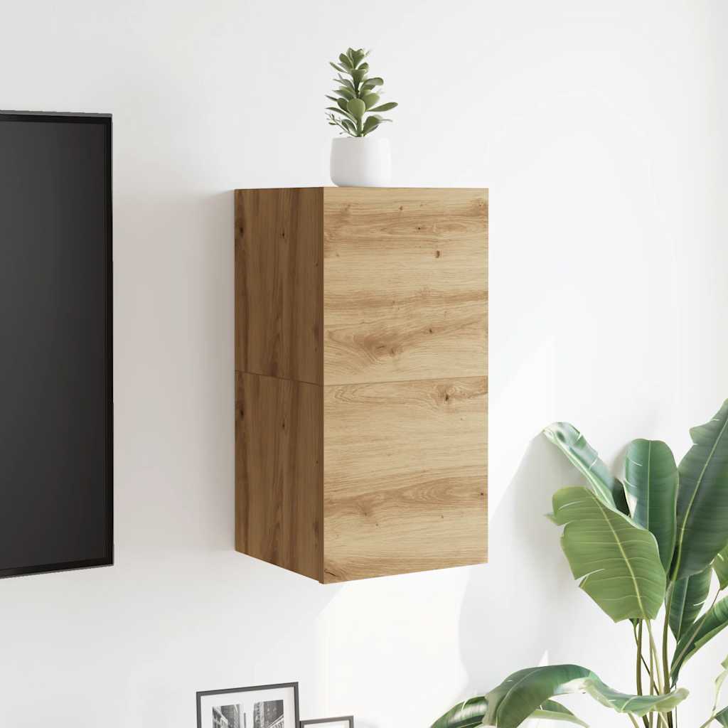 Armadietti TV Montati a Parete 2pz Artigianale 30,5x30x30 cm | homemem39