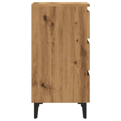 Comodino con Gambe in Metallo Rovere Artigianale 40x35x69 cm - homemem39
