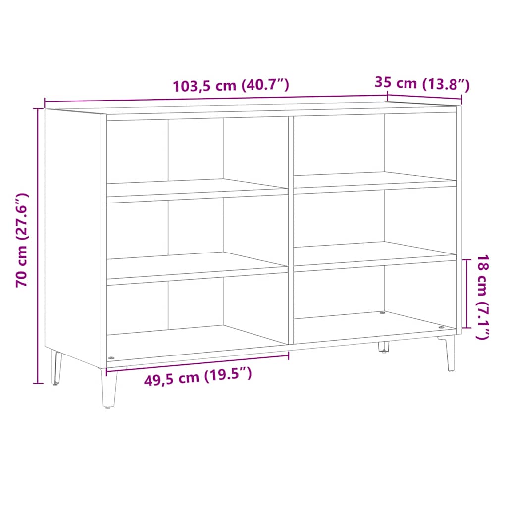Credenza Legno Antico 103,5x35x70 cm in Truciolato - homemem39