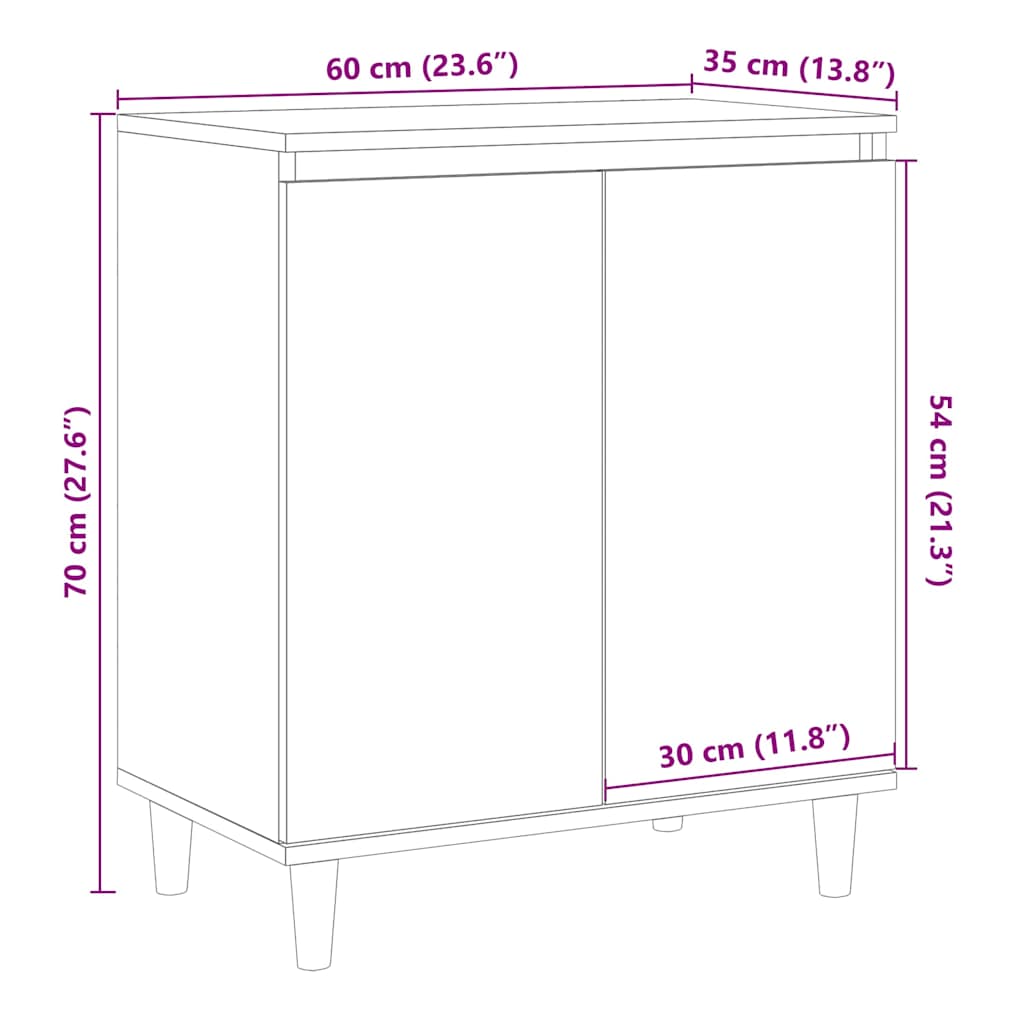 Credenza Legno Vecchio 60x35x70 cm in Legno Multistrato - homemem39