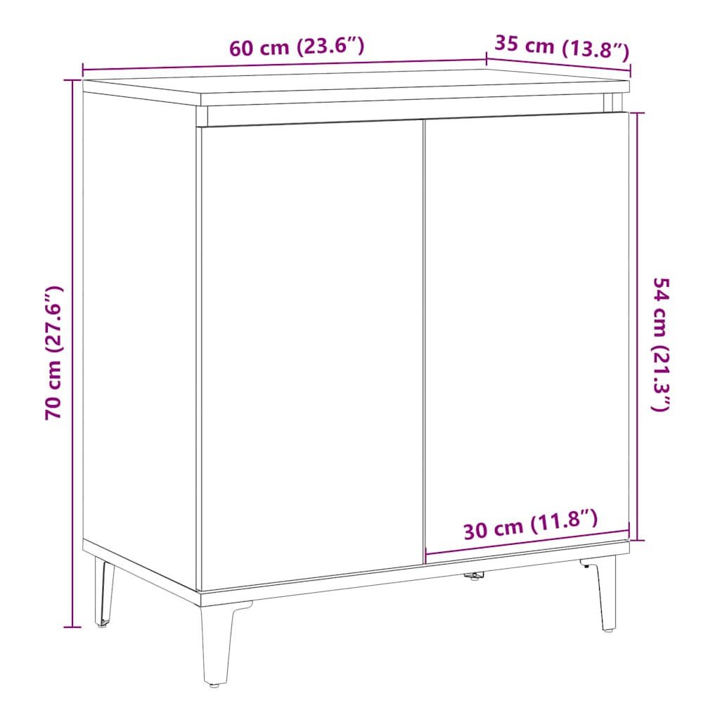 Credenza Legno Vecchio 60x35x70 cm in Legno Multistrato - homemem39
