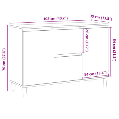 Credenza Legno Antico 102x35x70 cm in Legno Multistrato - homemem39
