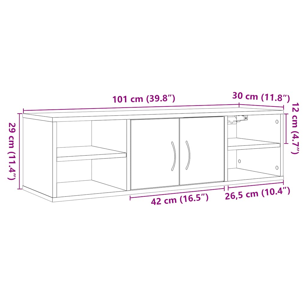 Armadietto a Muro Rovere Artigianale 101x30x29 cm in Truciolato | homemem39