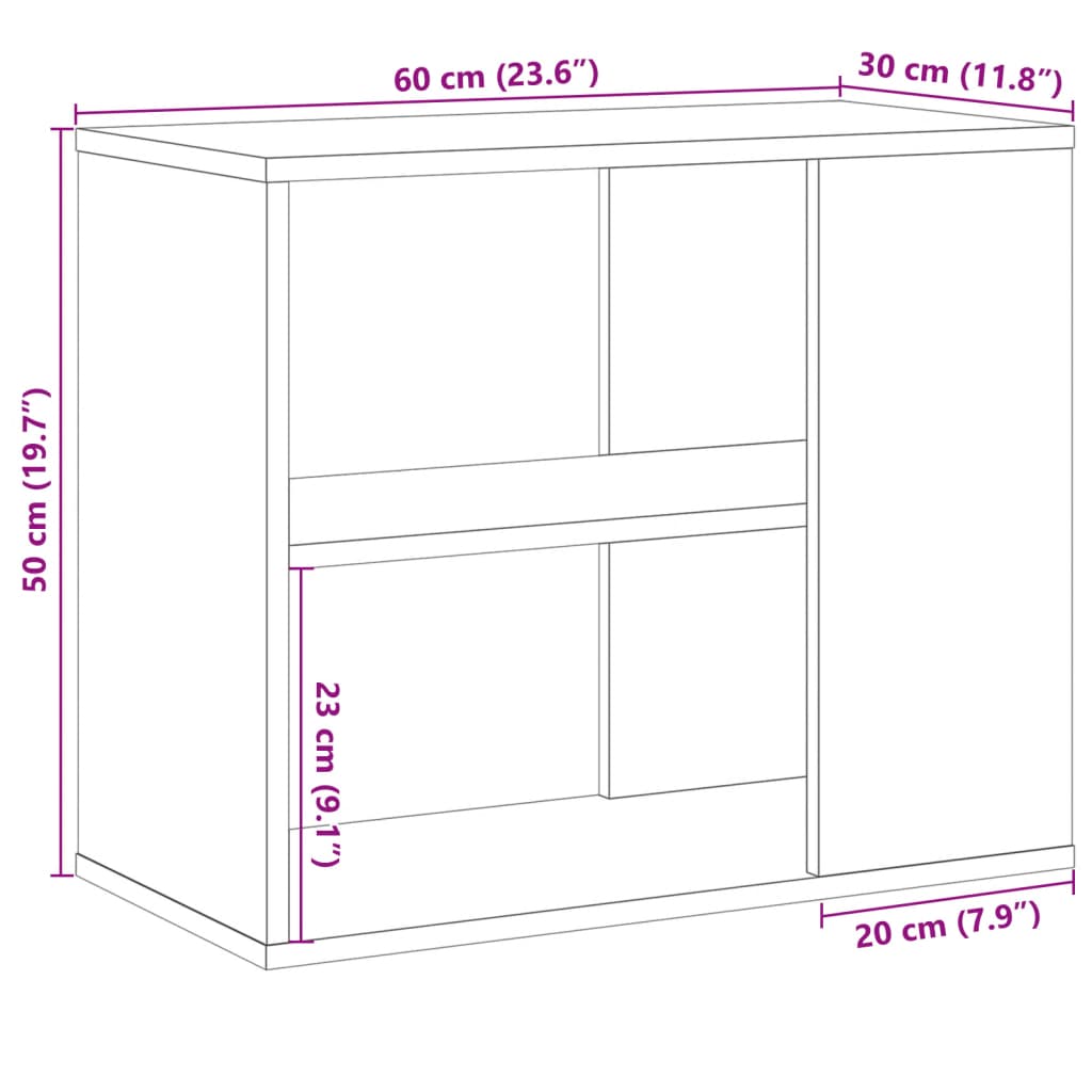 Mobiletto Laterale Legno Antico 60x30x50 cm Legno Multistrato - homemem39