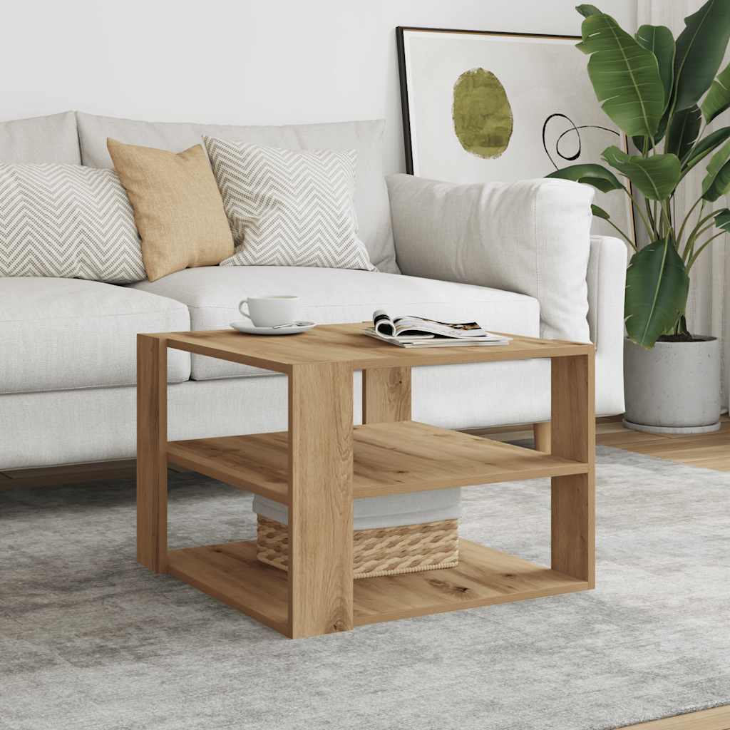 Tavolino Salotto Rovere Artigianale 58x58x40 cm in Truciolato | homemem39