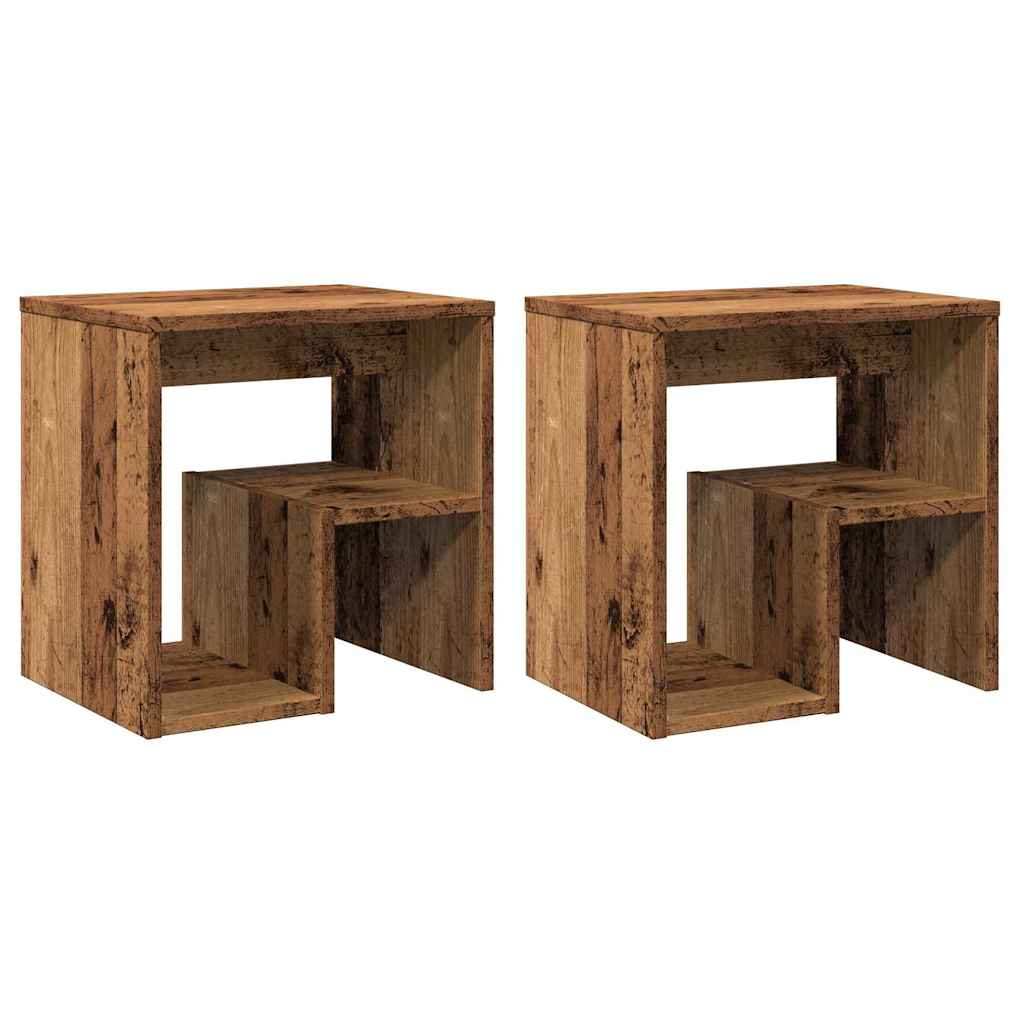 Comodini Legno Antico 2 pz 40x30x40 cm in Legno Multistrato - homemem39