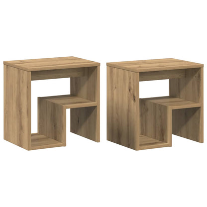 Comodini 2pz Rovere Artigianale 40x30x40 cm in Truciolato
