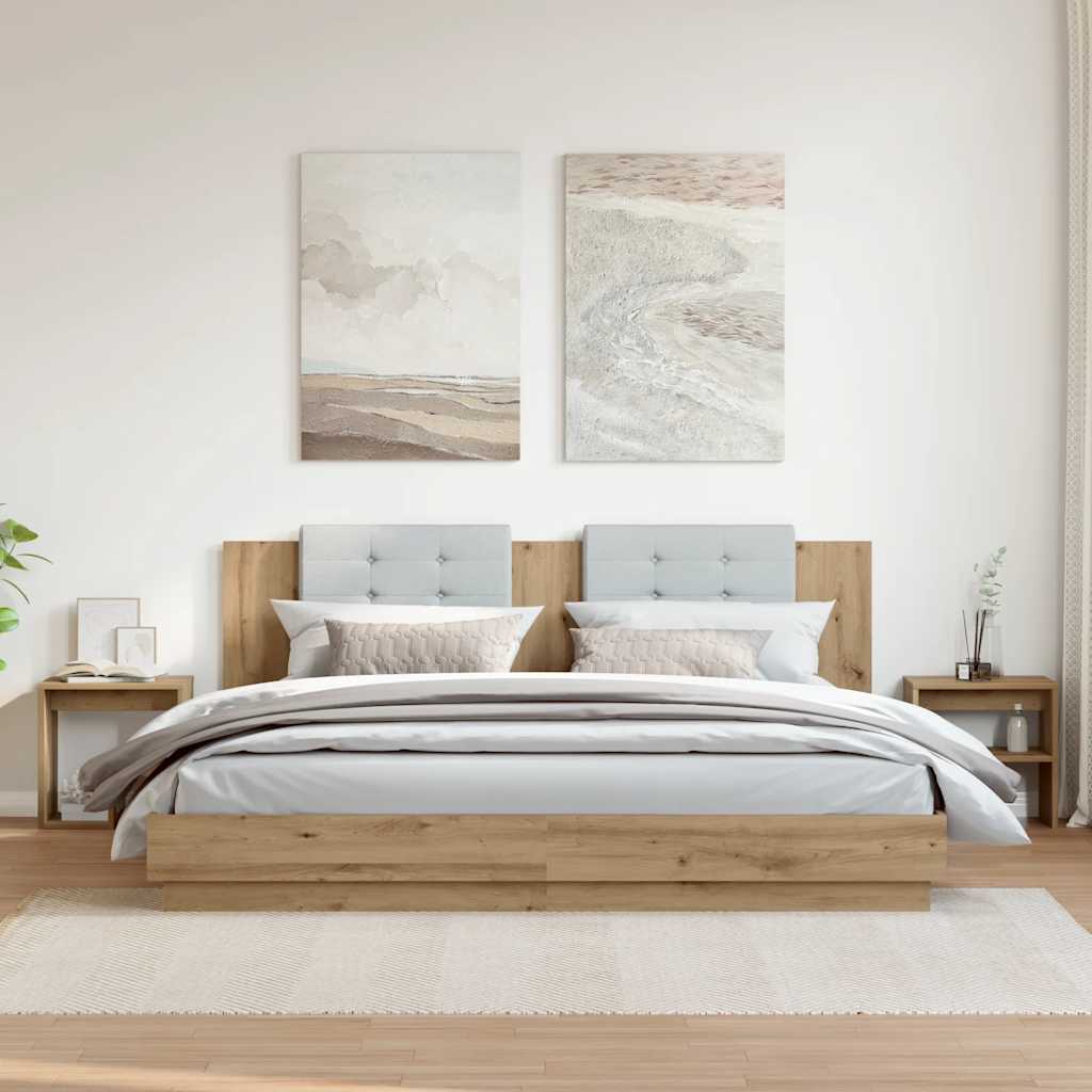 Comodini 2pz Rovere Artigianale 40x30x40 cm in Truciolato