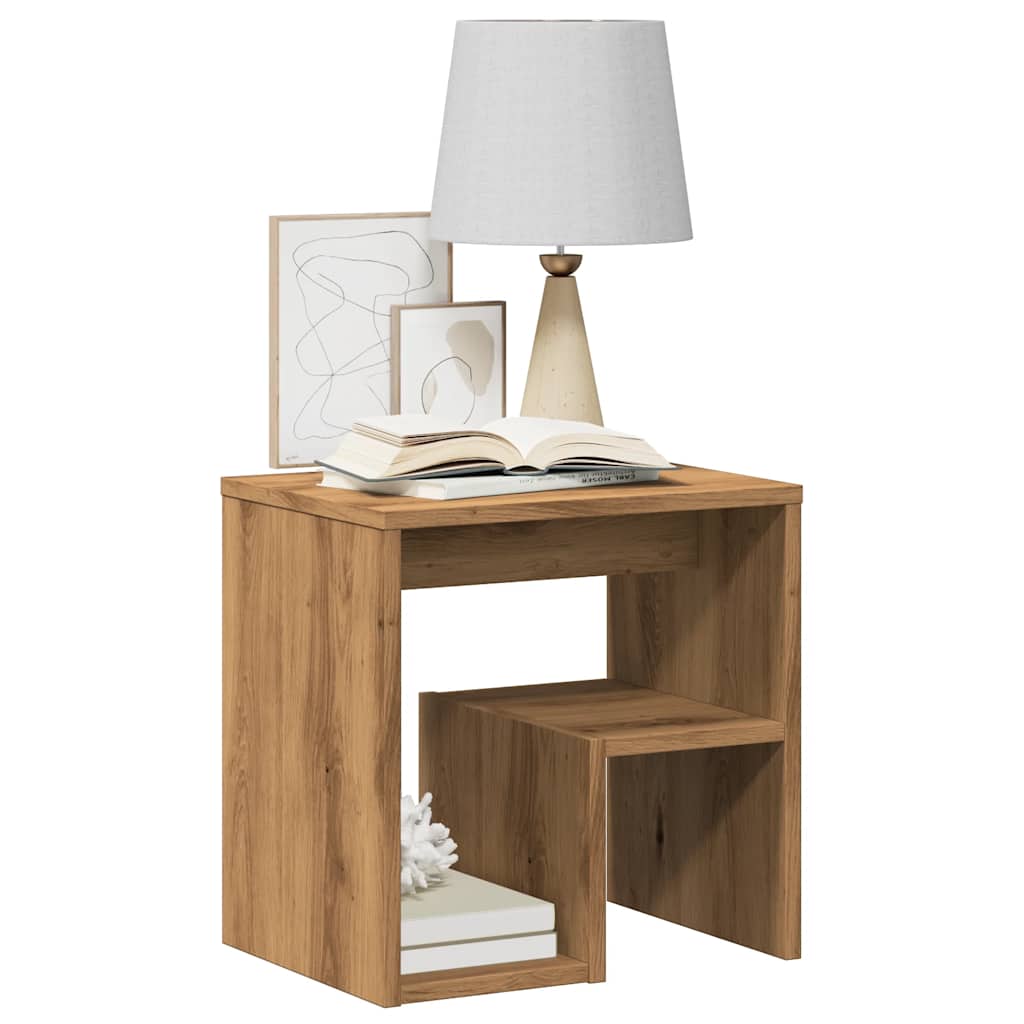 Comodini 2pz Rovere Artigianale 40x30x40 cm in Truciolato