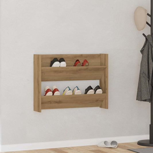 Scarpiera a Muro Rovere Artigianale 80x18x60 cm in Truciolato