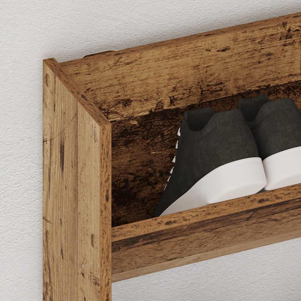 Scarpiera a Muro Legno Antico 80x18x90 cm in Legno Multistrato - homemem39