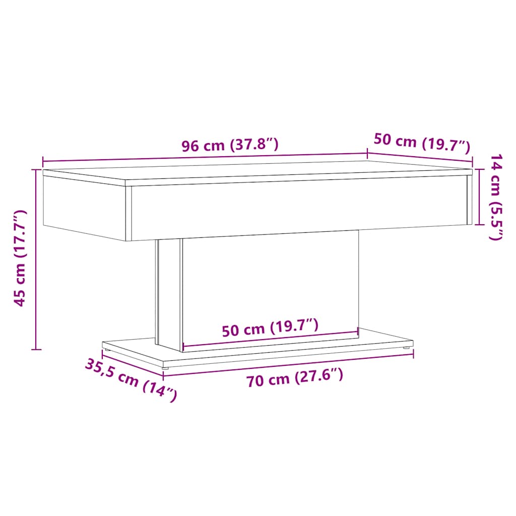 Tavolino da caffè Rovere Artigianale 96x50x45 cm in Legno Multistrato | homemem39
