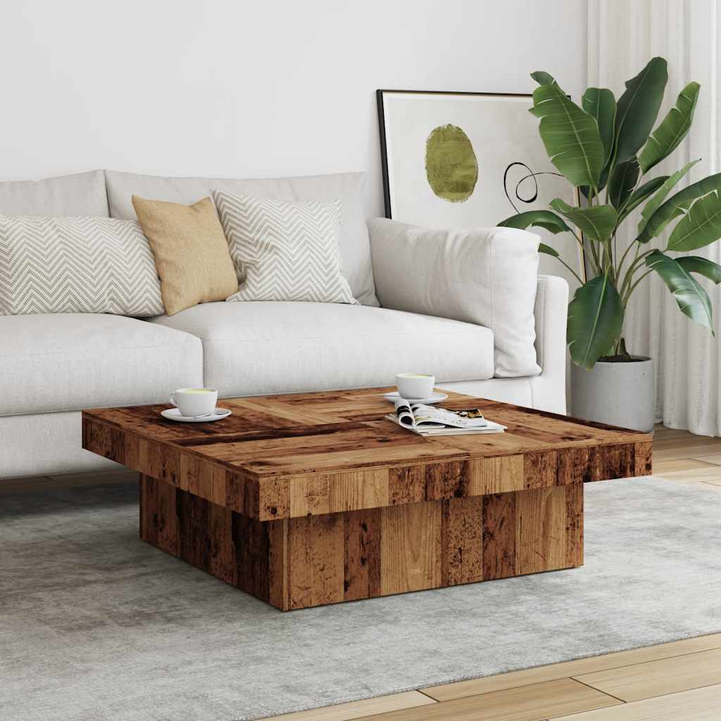 Tavolino da Salotto Legno Antico 90x90x28 cm in Truciolato | homemem39