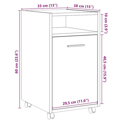 Armadio con Ruote Rovere Artigianale 33x38x60 cm in Truciolato | homemem39