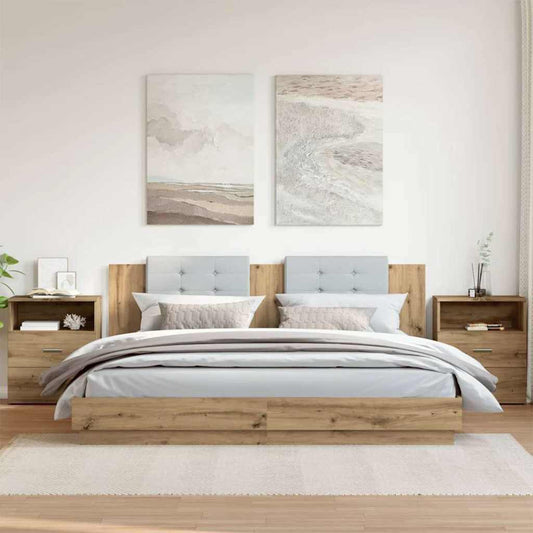 Comodini 2pz Rovere Artigianale 50x32x60cm in Legno Multistrato - homemem39