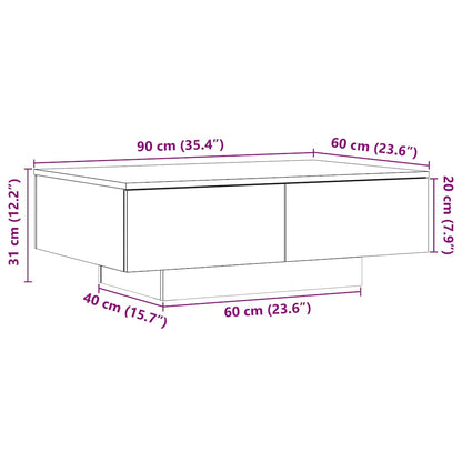 Tavolino da Salotto Rovere Artigianale 90x60x31 cm Truciolato | homemem39