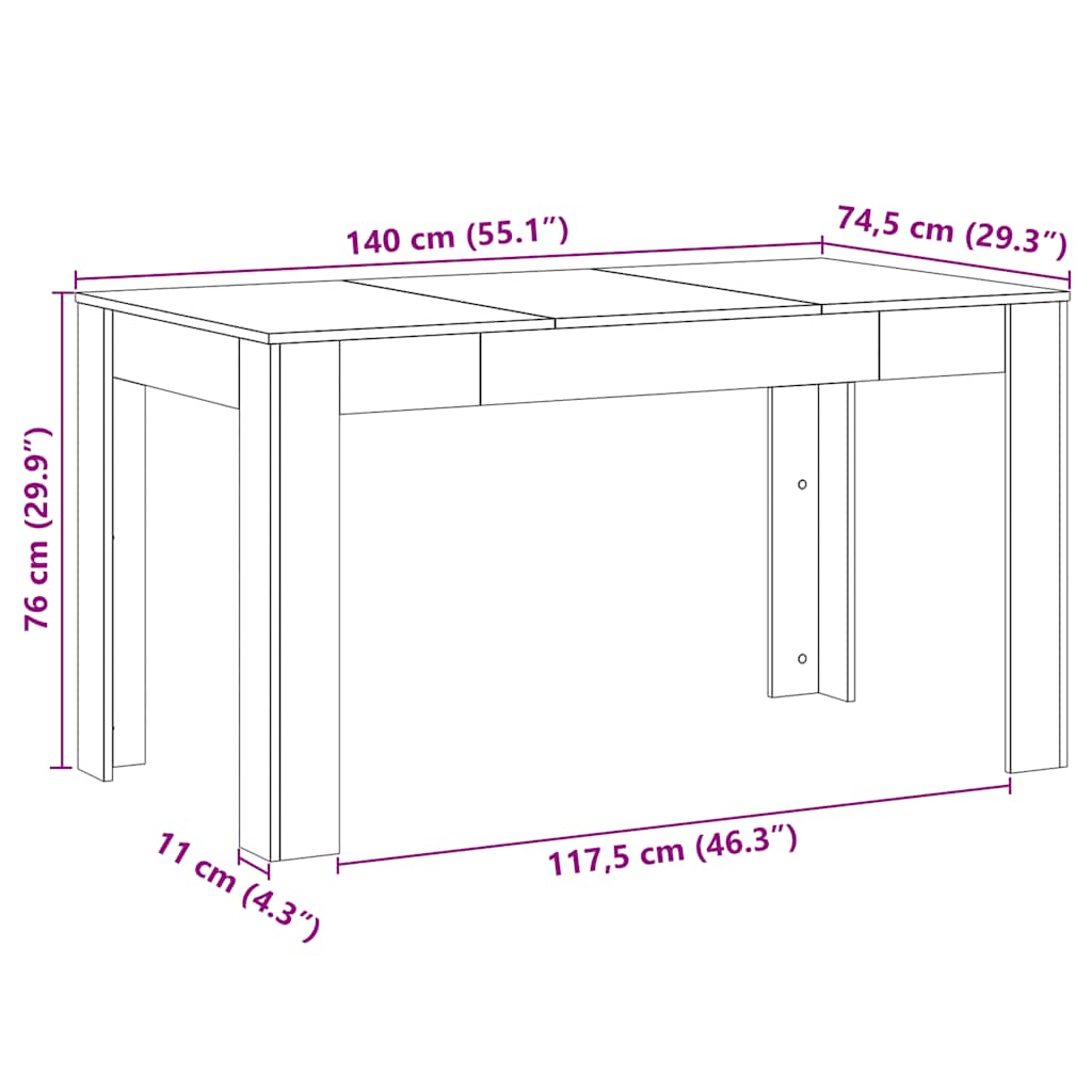 Tavolo Pranzo Artigianale 140x74,5x76 cm Legno Multistrato | homemem39