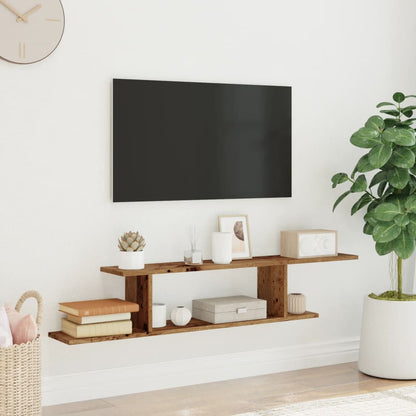 Scaffale TV Parete Legno Antico 125x18x23 cm Legno Multistrato | homemem39
