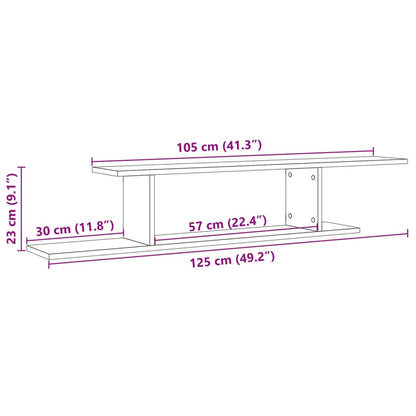Scaffale TV Parete Legno Antico 125x18x23 cm Legno Multistrato | homemem39