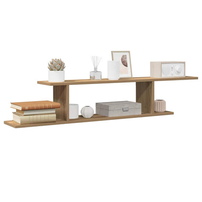 Scaffale TV Parete Rovere Artigianale 125x18x23 cm Truciolato | homemem39