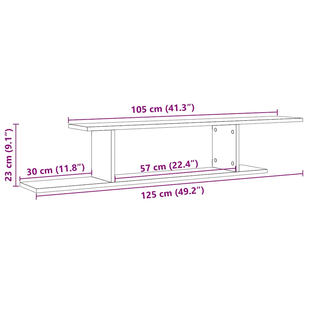 Scaffale TV Parete 125x18x23 cm