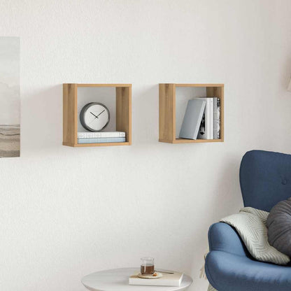 Mensole Parete a Cubo 2 pz Artigianale 30x15x30 cm Truciolato | homemem39