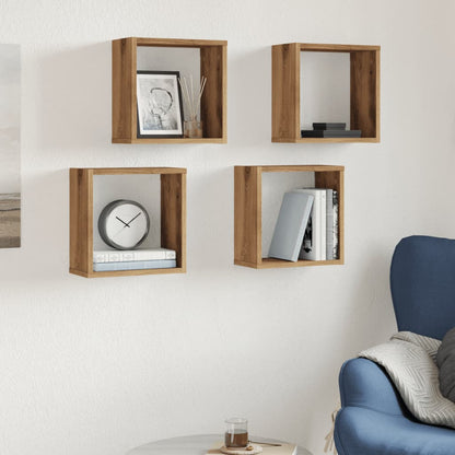 Mensole Parete a Cubo 4 pz Artigianale 30x15x30 cm Truciolato | homemem39