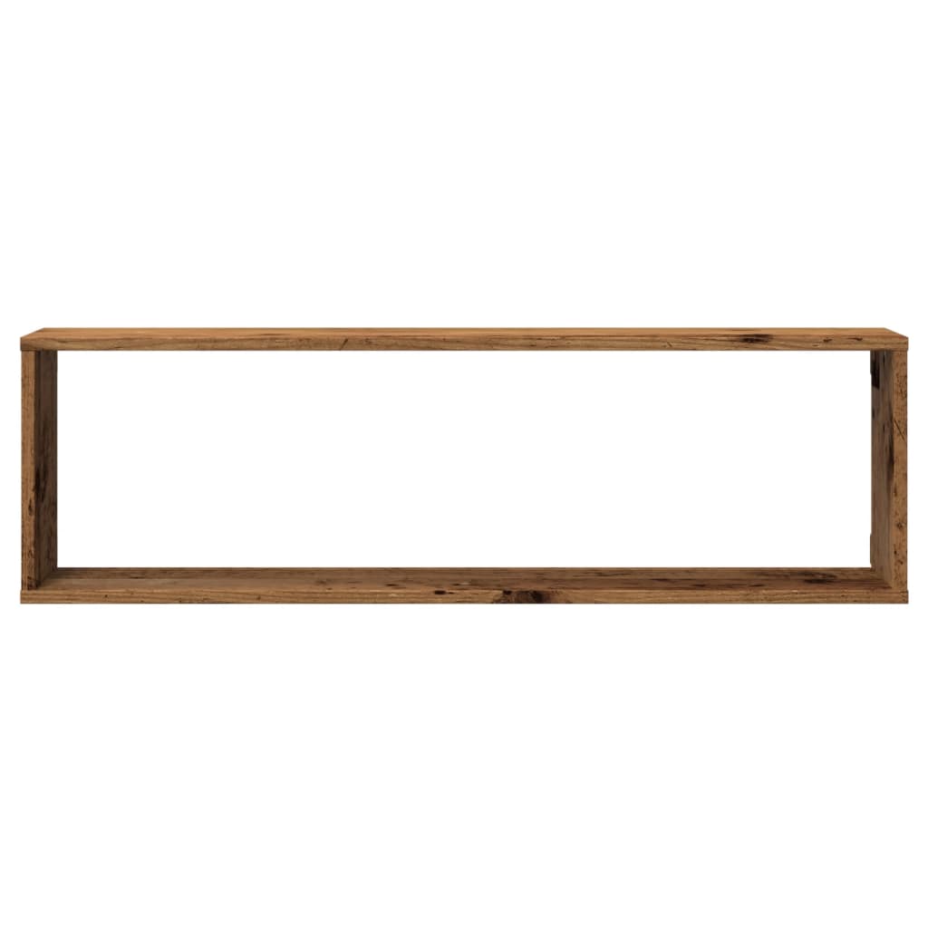 Mensole Parete a Cubo 2 pz Legno Vecchio 100x15x30cm Truciolato