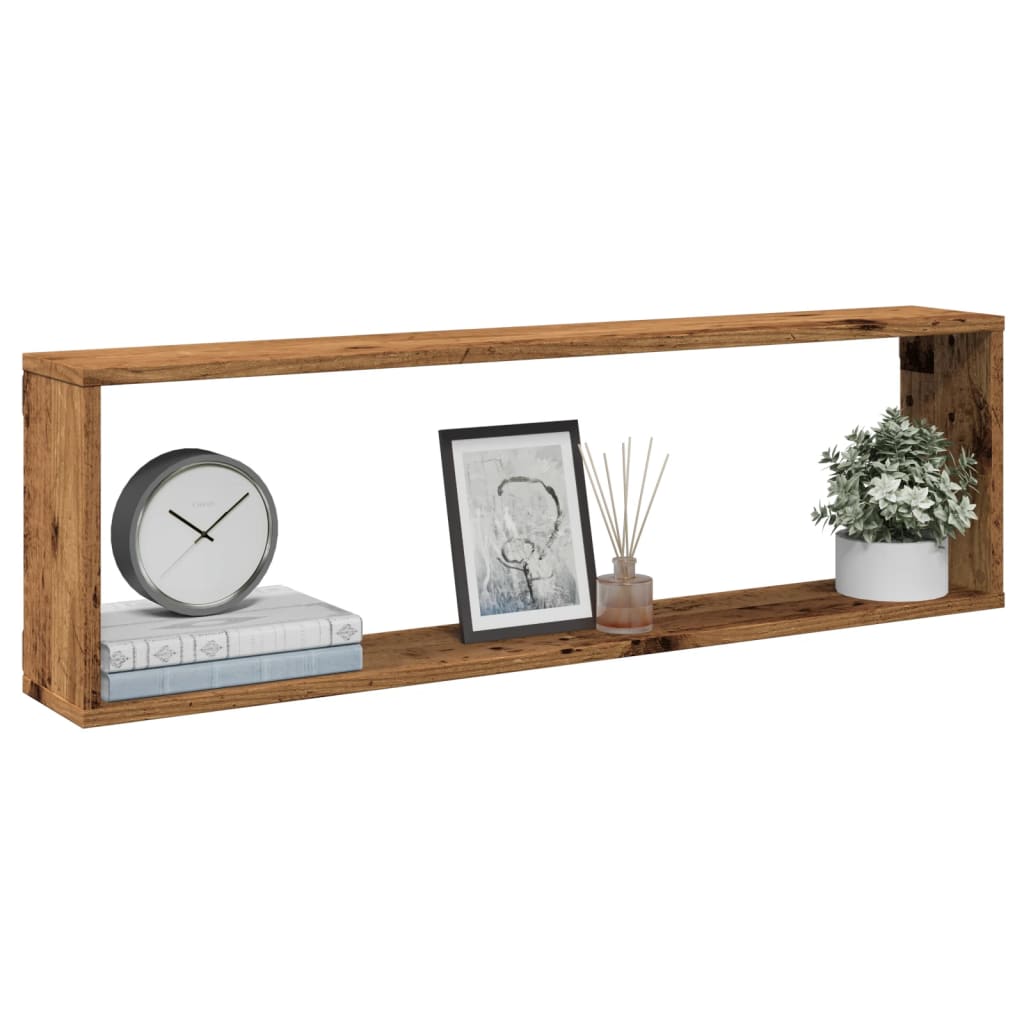 Mensole Parete a Cubo 4 pz Legno Vecchio 100x15x30cm Truciolato | homemem39