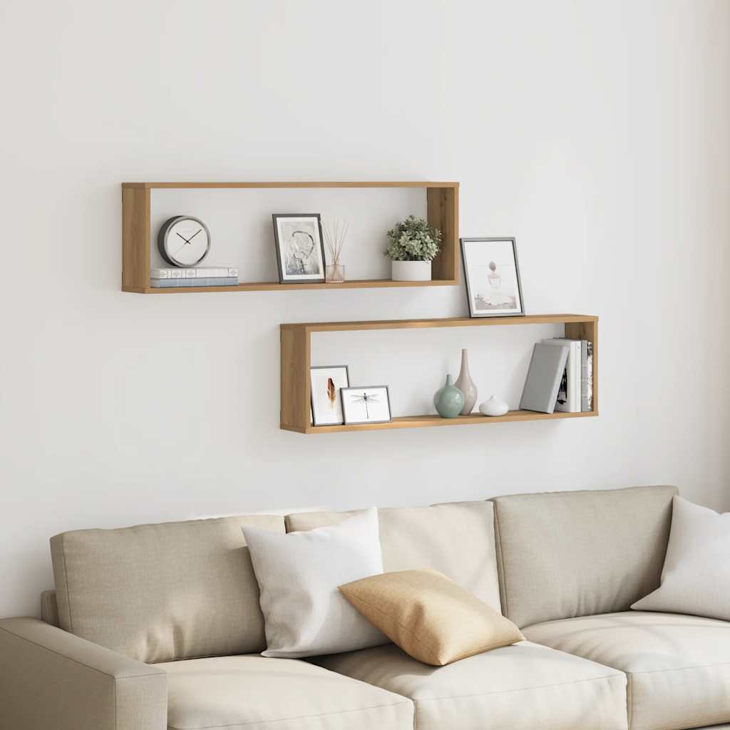 Mensole Parete a Cubo 2 pz Artigianale 100x15x30 cm Truciolato | homemem39