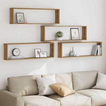 Mensole Parete a Cubo 4 pz Artigianale 100x15x30 cm Truciolato | homemem39