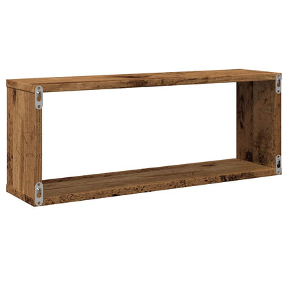 Mensole a Cubo Muro 2 pz Legno Antico 60x15x23 cm in Truciolato