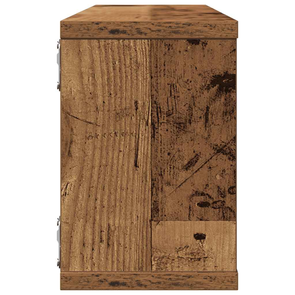 Mensole a Cubo Muro 4 pz Legno Antico 60x15x23 cm in Truciolato | homemem39