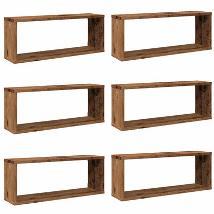 Mensole a Cubo Muro 6 pz Legno Antico 60x15x23 cm in Truciolato | homemem39