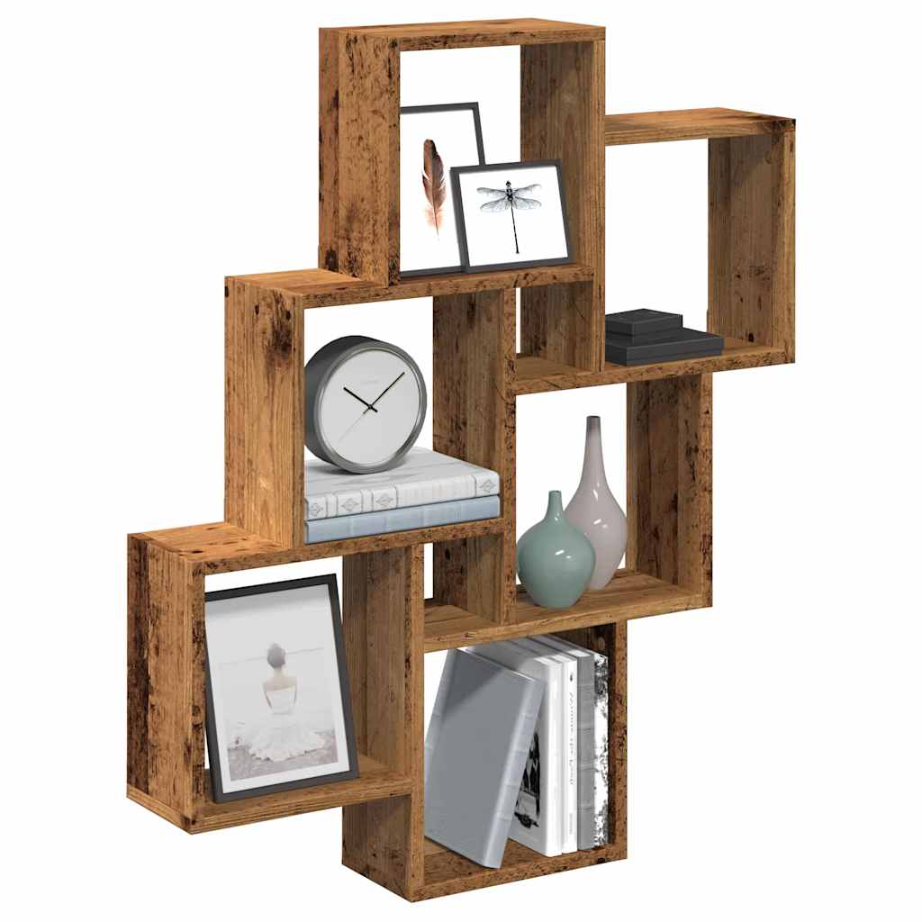 Mensola a Muro a Cubo Legno Antico 78x15x93cm Legno Multistrato | homemem39