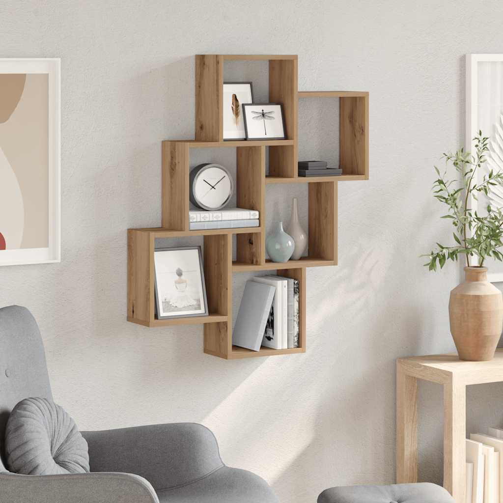 Mensola a Muro a Cubo Artigianale 78x15x93 cm Legno Multistrato | homemem39