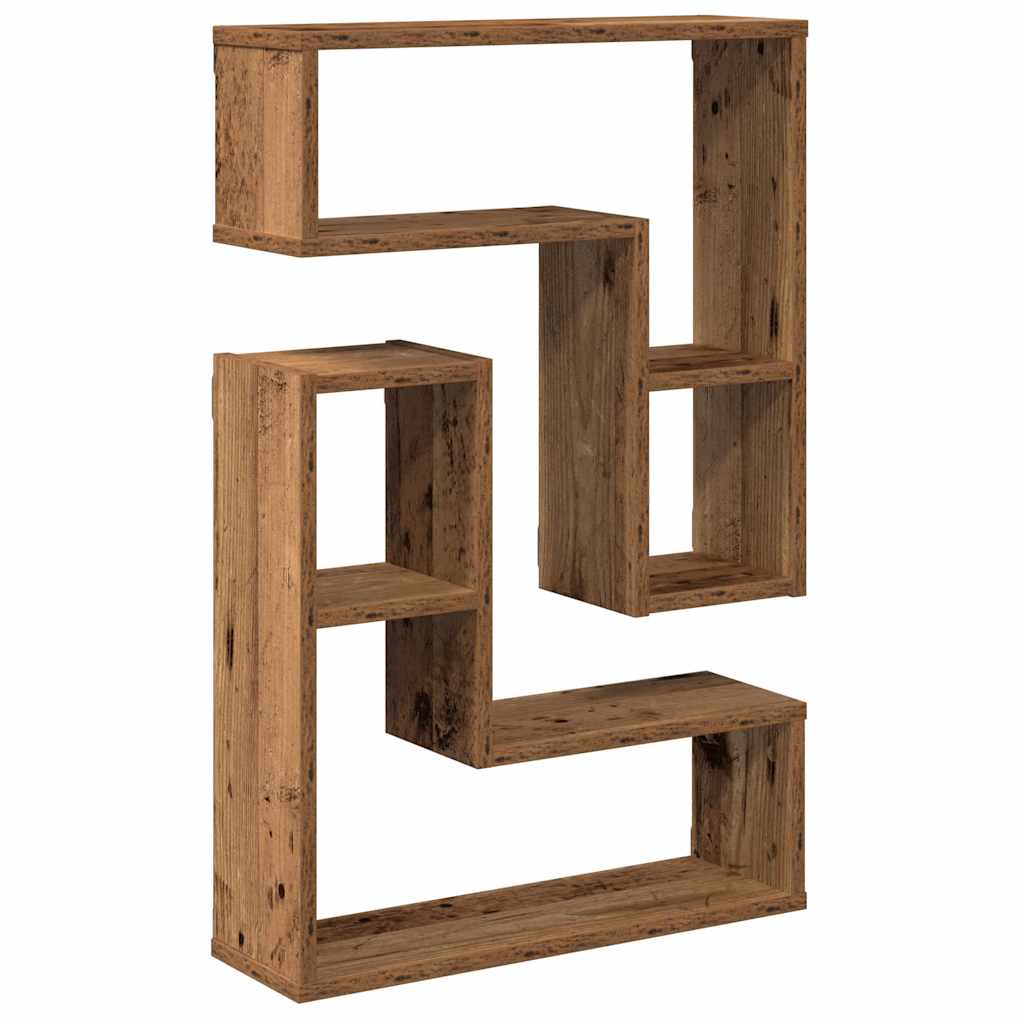 Mensole a Cubo Muro 2 pz Legno Antico 50x15x50 cm in Truciolato | homemem39