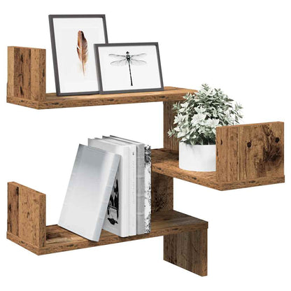 Mensole Angolari 2pz Legno Antico 40x40x49,5 cm in Truciolato | homemem39