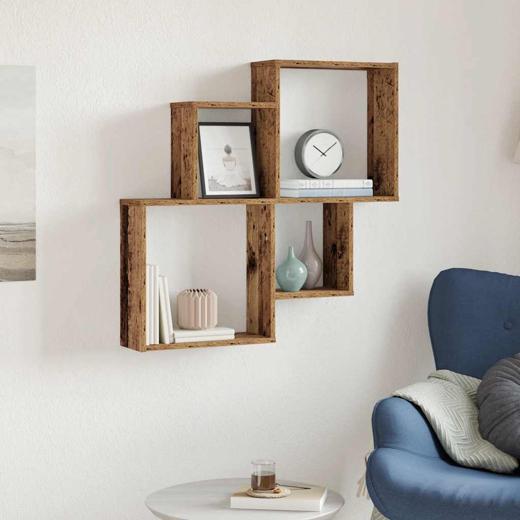 Mensola da Parete Legno Vecchio 80x15x78,5 cm Legno Multistrato | homemem39